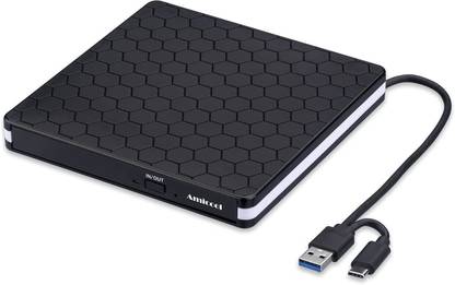 Jihaan External DVD Drive USB 3.0 Type-C CD DVD +/-RW Optical Drive USB C Burner Slim External DVD Writer