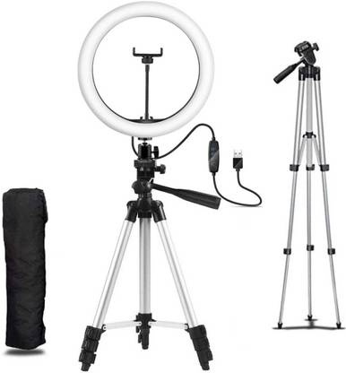 Mezokart.com 3 Feet Tripod Stand & 12 inch Ring Light Combo Compatible With Mobile & Camera Ring Flash