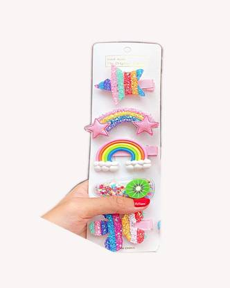 Shreeda Rainbow multi hair clips pack of 5 Hair Clip