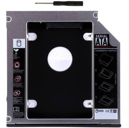 Etake 9.5mm Universal 2nd Hard Drive Bay Caddy For Laptop 2.5 inch Internal Hard Drive Enclosure 2.5 internal hard drive enclosure (For Universal 2.5" HDD/SSD, Black) 2.5 inch internal hard drive enclosure