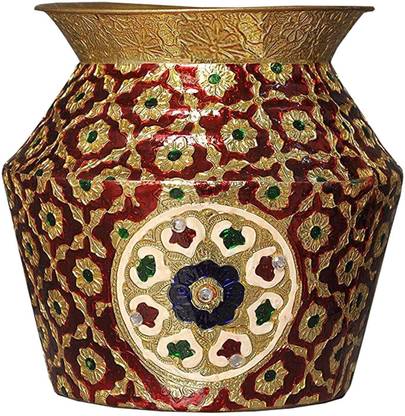 damurhu Brass Sarwa with Meenakari Design. Capacity 2900 mL, Size -16 Stainless Steel Kalash