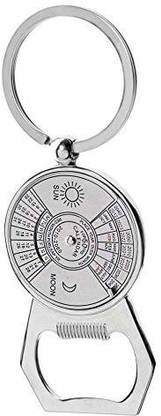 Electro Cloud 50 Years Calendar Compass Bottle Opener Silver Metal Keychain for Car Bike Key Chain
