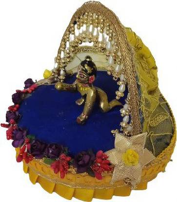 Kanha Bal Mohan Gopal Ji Singhasan With LED Lights Size Large 5 to6 Jhula