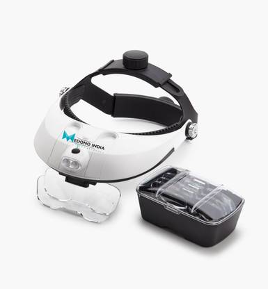 Medono india Headband Magnifier with LED Light/ 2-LED Lamp / Adjustable Headband/ 1.0X 1.5X 2.0X 2.5X 3.5X Headband Magnifier with Replacement Lens