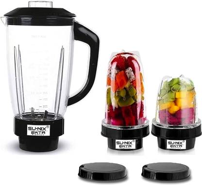सू-मिक्स Juicer Jar and 2 Bullet Jar for Mixer Grinder Set of 3 (1500, 350 & 530ML) Black मिक्सर जूसर जार