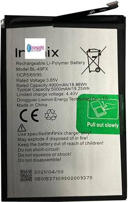 ININSIGHT SOLUTIONS Mobile Battery For  Infinix Hot 8 X650C X650B X650D Model BL-49FX 5000mAh Infinix Hot 8 X650C X650B X650D Model BL-49FX 5000mAh