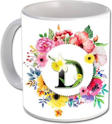 AWANI TRENDS Ceramic Alphabet D Letter Coffee Ceramic Coffee Mug