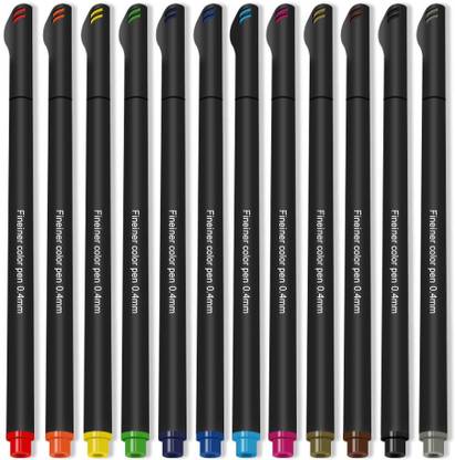 KNAFS 12 pcs Fineliner Color Pen Set 0.4mm Fine Line Tip Colored Sketch Drawing Pen Fineliner Pen