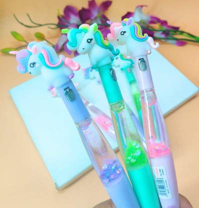 TGNSTORE Unicorn Glitter Pen led Pen Water Light Pen for Kids Girls Cartoon Stylish Pen Pen Gift Set