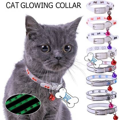 THE DDS STORE Cat Collar Cat Kitten Reflective Adjustable Collar with Bells Cat Radium Collar Cat Everyday Collar