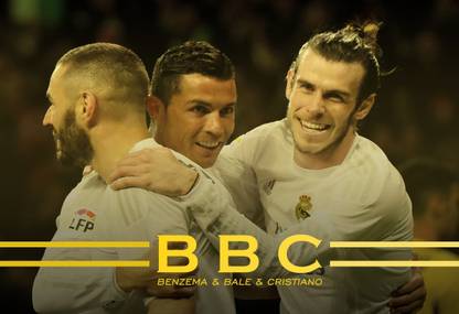 Poster Bbc-Bale-Benzema-Cristiano-Ronaldo Wall Poster sl1446 (13x19 Inches, Matte Paper, Multicolor) Fine Art Print