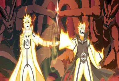 Poster Naruto And Minato Nine Tails Fine Art Poster Large Poster sl1837 (36x24 Inches, Matte Paper, Multicolor) Fine Art Print