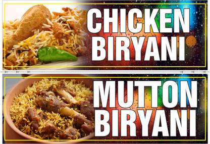 Poster For Hotel Restaurant Bar Caterer Sticker Chicken Biryani And Mutton Biryani Wall Poster sl1637 (13x19 Inches, Matte Paper, Multicolor) Fine Art Print