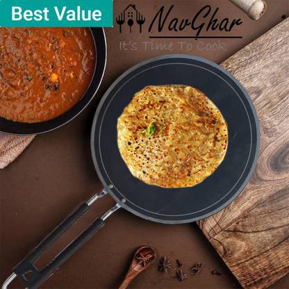 Navghar 3 mm Heavy Quality Tawa with SS handle Tawa 24.89 cm diameter