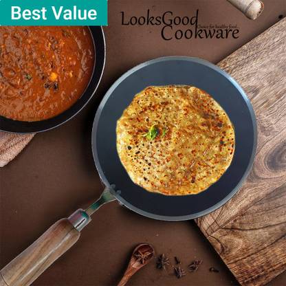 LooksGood Heavy quality Indian iron Tawa for roti/chapati/paratha etc. Fry Pan 24.5 cm diameter 0.11 L capacity