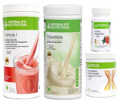 Herbalife Nutrition Formula 1 Shake Strawberry + Protein Powder 200 G + Afresh - Tulsi + Shake Mate Protein Shake