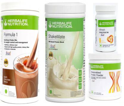 Herbalife Nutrition Formula 1 Shake Chocolate+ Protein Powder 200 G + Afresh - Lemon + Shake Mate Protein Shake