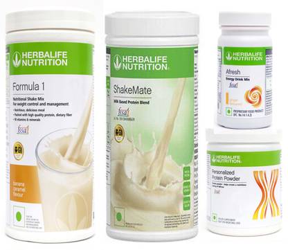 Herbalife Nutrition Formula 1 Shake Banana + Protein Powder 200 Gram + Afresh - Ginger + Shake Mate Protein Shake