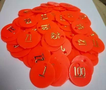Offer99 Plastic Orange Punch Hole Numerical Token/Coins Pack of 1 to 100 Halled T-14