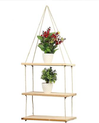 RAKANO Macrame wall Hanging Decor Shelves Wall Shelf with Handmade Woven Wooden Wall Shelf