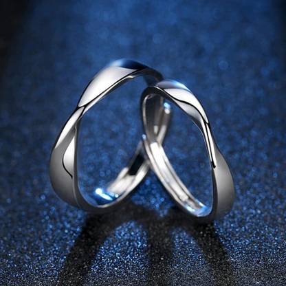 MYKI Queen & King Limited Edition Love Valentine Sterling Silver Couple Rings with Rose Box Packing Stainless Steel Cubic Zirconia Silver Plated Ring Set