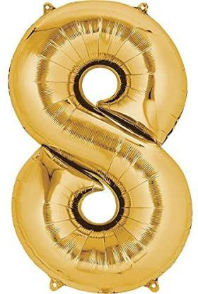 Shiwin Solid Premium Gold Foil 8 Number Balloon (16 inches) Balloon