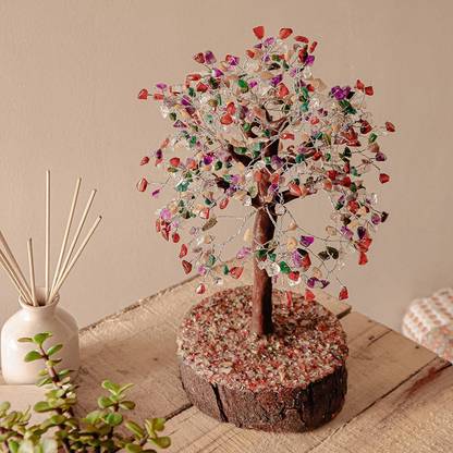 Ritualistic Crystal Gemstone Wishing Tree | Amethyst Crystal Showpiece Decorative Showpiece  -  10 cm