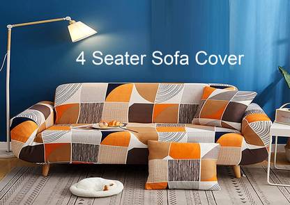 lukzer Polyester Geometric 4 Seater Sofa Cover