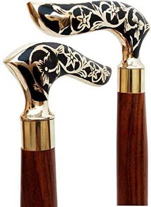 RanaCreation wooden stick in 3 part foldable with flower head. Walking Stick