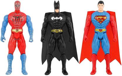 Fullkart Spiderman, Superman, Batman Super-Hero Figuring Adjustable Body Toy Set of 3