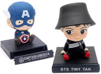 JAINSON MARTIN Combo of Captain America and BTS Tiny Tan Jungkook Bobblehead