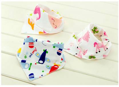 Mopslik Pack Of 3 Cartoon Prints Triangle Cotton Bandana Bibs - Pack Of 3