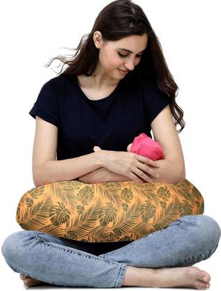 Get IT Breast feeding Recron Pillow,Removable coverwith Zip, Buckle Adjust Orange Leaf Breastfeeding Pillow