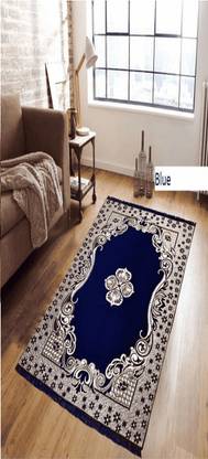 JenFem Blue, Beige Cotton Area Rug