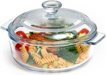 GRACIOUS MART Glass Casserole Bowl with Lid & Handle Oven Safe Covered Casserole for Cookware Cook and Serve Casserole