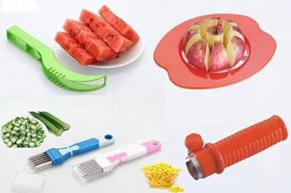 KICHART 4 psc Combo of Watermelon Cutter , Neggi Cutter , Apple Cutter , Corn Cutter Kitchen Tool Set