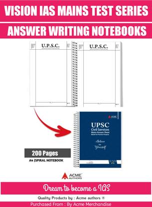 ACME AUTHORS Vision IAS MAINS NOTEBOOK A4 Diary Unrulled 200 Pages