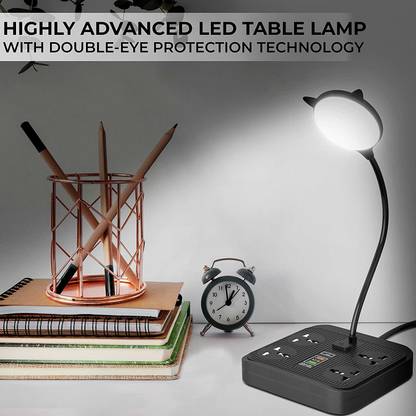 TECHGEAR 8-in-ONE EXT-331, 2500W Multi-Plug Extension Board with Adjustable LED Lamp, Study Lamp