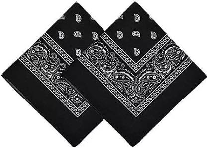 plutoprom NOVELTY DOUBLE SIDE PRINTED 22*22 INCH PAISLEY BANDANA /HEADWRAP ["Black"] Handkerchief