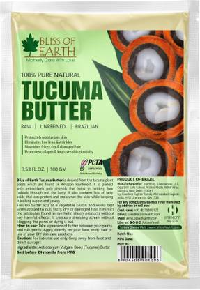 Bliss of Earth Unrefined Tucuma Butter for Skin & Hair | Stretch Mark | Dark Spot | Damage Hair