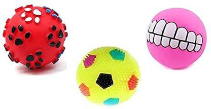 Furry Critters Dog Ball and Squeaky Toys 3 in 1 Combo for Dogs Puppy Rubber Ball For Dog