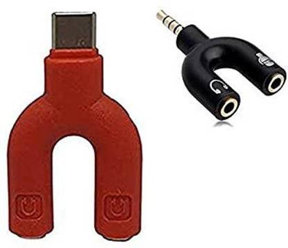 SANNO WORLD Multicolor U Shape Type-C Audio Jack to Headphone Microphone Splitter Phone Converter
