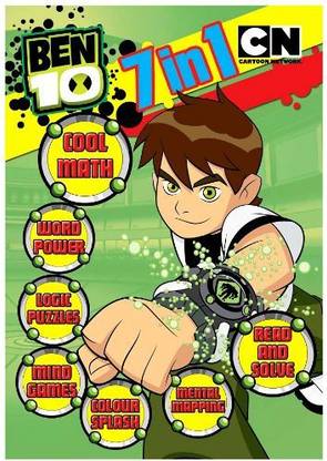 Ben 10 7 In 1 Book, Cool Math, Word Power, Logic Puzzles, Mind Games, Colour Splash, Mental Mapping, Read & Solve , Activity Book, Colourful, Cartoon