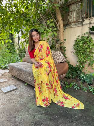 Floral Print Bollywood Georgette Saree