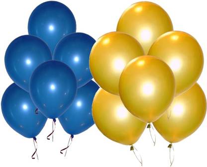 Prihit Solid Super Premium Quality 100pcs balloons ( Blue & Gold ) Balloon