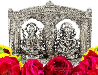 HK Gauri Singari Silver Laxmi-Ganesh Idol 18cm Decorative Showpiece  -  18 cm