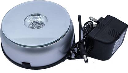 G3Store Rotating Display Stand with 7 Color Changing LED Lights Turntable Revolving Base Decorative Showpiece  -  12 cm