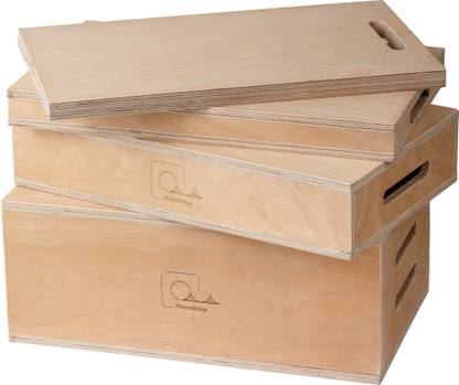 PhotosBridge Set of 4 Standard Walnut Apple Boxes, Multi-Use Wooden Boxes for Studio Rectangle Softbox