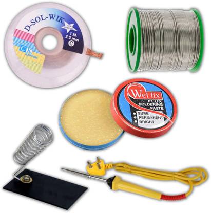 Gilhot 25W Soldering Iron | Soldering Wire | Soldering Paste | Soldering Iron Stand | Desoldering Wick Combo 25 W Simple