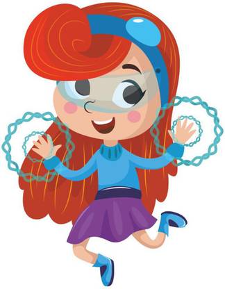 AK GRAPHICS 46 cm Cute hero girl magic cartoon character wall sticker Self Adhesive Sticker